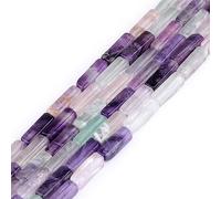 Gem-Inside 4x13mm Natural Multicolor Fluorite Quartz Square Tube Cube Cuboid Spacer Beads for Jewelry Making Strand 15" Energy Healing Power Stone