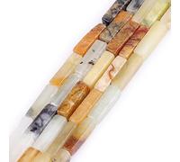 Gem-Inside 4x13mm Natural Multicolor Nephrite Jade Square Tube Cube Spacer Beads for Jewelry Making Strand 15" Energy Healing Power Stone