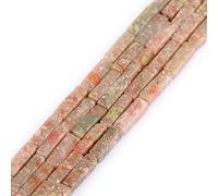 Gem-Inside 4x13mm Natural Pink Unakite Jasper Square Tube Cube Cuboid Beads for Jewelry Making Strand 15" Energy Healing Stone