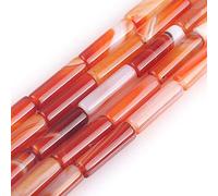 GEM-Inside 4x13mm Natural Red Agate Botswana Onyx Stone Beads Column Tube Spacer Beads for Jewelry Making Full 15" Strand Energy Healing Stone