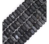 Gem-Inside 4x8mm Matte Black Agate Rondelle Stone Natural Gemstone Heishi Spacer Beads for Jewellery Making DIY Craft Bracelet Necklace Project Strand 15"