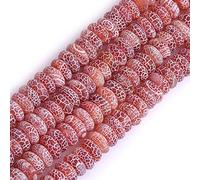 Gem-Inside 4x8mm Matte Crakle Red Agate Rondelle Stone Natural Gemstone Heishi Spacer Beads for Jewellery Making DIY Craft Bracelet Necklace Project Strand 15"