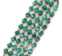 GEM-Inside 52Pcs AAA Grade Faceted Diagonal Cube Square Green 4x6mm Natural Malachite Jasper Stone Gemstone Charms Spacer Beads for Jewelry Making