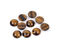 GEM-Inside 5Pcs 16mm Yellow Tiger Eye Jasper Cabochons Stones Beads for Jewelry Making Bezels Tennis Statement Jewelry