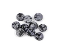 GEM-Inside 5Pcs 8mm Black Snowflake Obsidian Jasper Cabochons Stones Beads for Jewelry Making Bezels Tennis Statement Jewelry