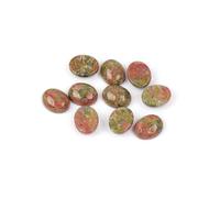 GEM-Inside 5Pcs 8x10mm Oval Green Unakite Jasper Cabochons Stones Beads for Jewelry Making Bezels Tennis Statement Jewelry