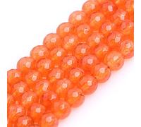 Gem-Inside 6mm Faceted Orange Jade Natural Gemstone Round Semi Precious Loose Beads for Jewellery Making 15" Strand