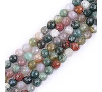 Gem-Inside 6mm Indian Agate Faceted Round Semi Precious Gemstone Natural Stone Beads for Jewellery Making 15" Beaded Strand Handmade Craft Supplies