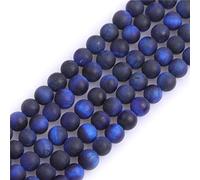 GEM-Inside 6mm Lapis Blue Tiger Eye Frosted Matte Unpolished Gemstone Semi Precious Round Spacer Beads for Jewellery Making DIY Handmade Craft Supplies 15" …