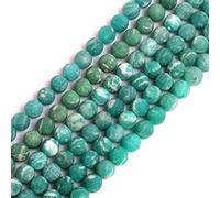 Gem-Inside 6mm Matte Frosted Natural Blue Russian Amazonite Round Gemstone Beads for Jewelry Making Bulk Full 15" Semi Precious Gemstone DIY Handmade Craft Supplies