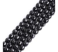 GEM-inside 6mm Natural Faceted Black Tourmaline AAA Grade Genuine Gemstone Beads for Jewelry Making Loose Beads 15"