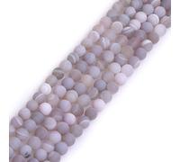 Gem-Inside 6mm Natural Gray Onyx Agate Round Matte Frosted Gemstone Stone Semi Precious Loose Beads for Jewellery Making Strand 15''62 pcs per Strand