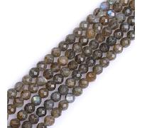 Gem-inside 6mm Natural Rainbow Labradorite Round Faceted Semi Precious Chakras Beads Gray for Jewelry Making DIY Handmade Craft Supplies 15"
