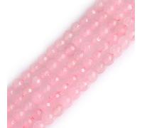 Gem-Inside 6mm Rose Pink Jade Natural Gemstone Faceted Round Semi Precious Loose Beads for Jewellery Making 15" Strand