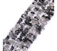 GEM-Inside 6x8mm Freeform Gemstone Black Rutilated Quartz Chips Beads Bracelet Beads for Jewellery Making Strand 15''