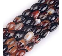 Gem-Inside 6x9mm Oval Rice Natural Brown Agate Botswana Onyx Semi Precious Stone Beads for Jewelry Making Strand 15"