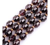 Gem-Inside 8mm Bicone Hand Faceted AAA Genuine Red Garnet Beads Chakra Jewelry Making Beads for Making Jewelry Adult Bulk Full 15" Strand Energy Stone Healing Power Crystals