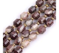 Gem-Inside 8mm Bicone Hand Faceted Genuine Brown Jasper Beads Natural Stone Beads for Jewelry Making Adults Bulk Full 15" Strand Energy Stone Healing Power Crystals