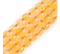 Gem-Inside 8mm Bicone Hand Faceted Natural Quartz Yellow Citrine Natural Gemstone Beads for Jewelry Making Adults Bulk Full 15" Strand Energy Stone Healing Power Crystal