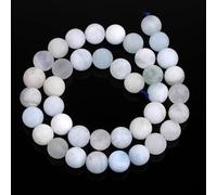 GEM-Inside 8mm Blue Aquamarine Stone Gemstone Semi Precious Matte Frosted Round Beads for Jewellery Making