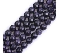 GEM-Inside 8mm Blue Sandstone Gemstone Faceted Round Beads for Jewellery Making DIY Handmade Craft Supplies 15"