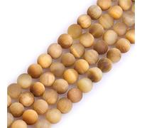 GEM-Inside 8mm Golden Tiger Eye Frosted Matte Unpolished Gemstone Semi Precious Round Beads for Jewellery Making DIY Handmade Craft Supplies 15" …