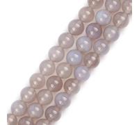 GEM-Inside 8mm Gray Agate Stone Round Gemstone Semi Precious Loose Beads for Jewellery Making 15''