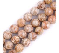 Gem-Inside 8mm Natural AAA Grade Red Coral Fossil Jasper Round Gemstone Beads for Jewelry Making Bulk Full 15" Semi Precious Gemstone DIY Handmade Craft Supplies