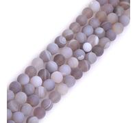 Gem-Inside 8mm Natural Gray Onyx Agate Round Matte Frosted Gemstone Stone Semi Precious Loose Beads for Jewellery Making Strand 15''47 pcs per Strand
