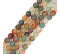Gem-Inside 8mm Natural Red Green Agate Matte Frost Loose Beads for Jewelry Making Full 15" Strand Energy Stone Healing Power Gemstone
