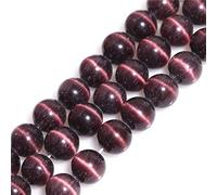 GEM-Inside 8mm Purple Cat Eye Round Gemstone Semi Precious Loose Beads for Jewellery Making 15''