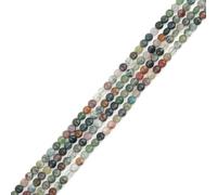 GEM-Inside 90Pcs 4mm Coin Double-Faceted Natrual Multicolor Indian Agate Jasper Beads Stone Beads for Jewelry Making Craft Supplies
