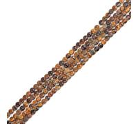 GEM-Inside 90Pcs 4mm Coin Double-Faceted Natrual Yellow Tiger Eye Jasper Beads Stone Beads for Jewelry Making Craft Supplies