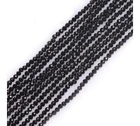 GEM-Inside AAA Grade Natural 2mm Faceted Black Spinel Round Gemstone Spacer Small Beads for Jewelry Making 15''