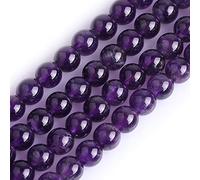 GEM-Inside AAA Grade Natural 6mm Deep Purple Amethyst Round Gemstone Semi Precious Loose Beads for Jewellery Making 15''