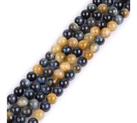 GEM-Inside AAA Grade Natural 6mm Dream Lace Gold Blue Tiger Eye Round Gemstone Semi Precious Loose Beads for Jewellery Making 15"