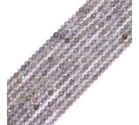 GEM-INSIDE CREATE YOUR OWN FASHION AAA Grade 2mm Grey Labradorite Semi Precious Gemstone Round Faceted Spacer Beads for Jewellery Making 15''