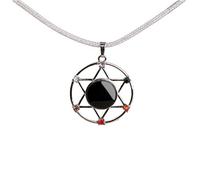 GEM-INSIDE CREATE YOUR OWN FASHION Natural Black Agate Merkaba Hexagonal Star Faceted Dowsing Chakra Pendulum for Divination Real Stone Reiki Pendant Necklace