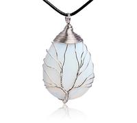 GEM-INSIDE CREATE YOUR OWN FASHION SHGbeads 30x55mm Handmade Mesh Dream Catcher Cream White Opalite Flat Drop Worry Stone Semi Precious Charkra Pendant Jewellery