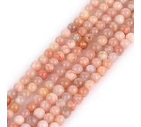 GEM-Inside Light Pure Color Sunstone Gemstone Loose Beads Natural Smooth Round 4MM Crystal Energy Stone Power for Jewelry Making 15"