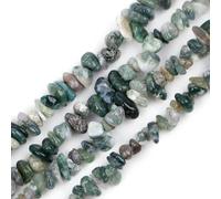 GEM-Inside Moss Agate Gravel Chips 5-8mm Gemstone Semi Precious for Jewellery Making 34" per Strand