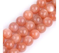GEM-Inside Natural 10mm AAA Orange Sunstone Round Gemstone Semi Precious Loose Beads for Jewellery Making 15''