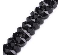 Gem-Inside Natural 10mm Black Agate Stone Round Gemstone Semi Precious Faceted Beads for Jewellery Making 15" Beaded Strand DIY Handmade Craft Supplies (38pcs/Strand)