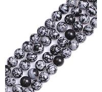 GEM-Inside Natural 10mm Black Nowflake Obsidian Round Gemstone Semi Precious Loose Beads for Jewellery Making 15''