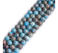 GEM-Inside Natural 10mm Blue Crazy Lace Agate Round Gemstone Semi Precious Loose Beads for Jewellery Making 15''