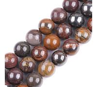 GEM-Inside Natural 10mm Brown Sunset Tiger Iron Round Gemstone Semi Precious Loose Beads for Jewellery Making 15"