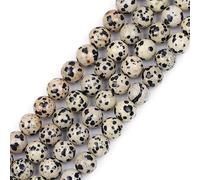 GEM-Inside Natural 10mm Dalmatian Jasper Round Gemstone Semi Precious Loose Beads for Jewellery Making 15''