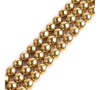 GEM-Inside Natural 10mm Non-Magnetic Gold Metallic Coated Hematite Round Gemstone Semi Precious Loose Beads for Jewellery Making 15''