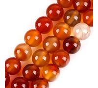 GEM-Inside Natural 10mm Red Carnelian Round Gemstone Semi Precious Loose Beads for Jewellery Making 15''