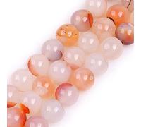 GEM-Inside Natural 10mm Red Leaf Carnelian Round Gemstone Semi Precious Loose Beads for Jewellery Making 15''
